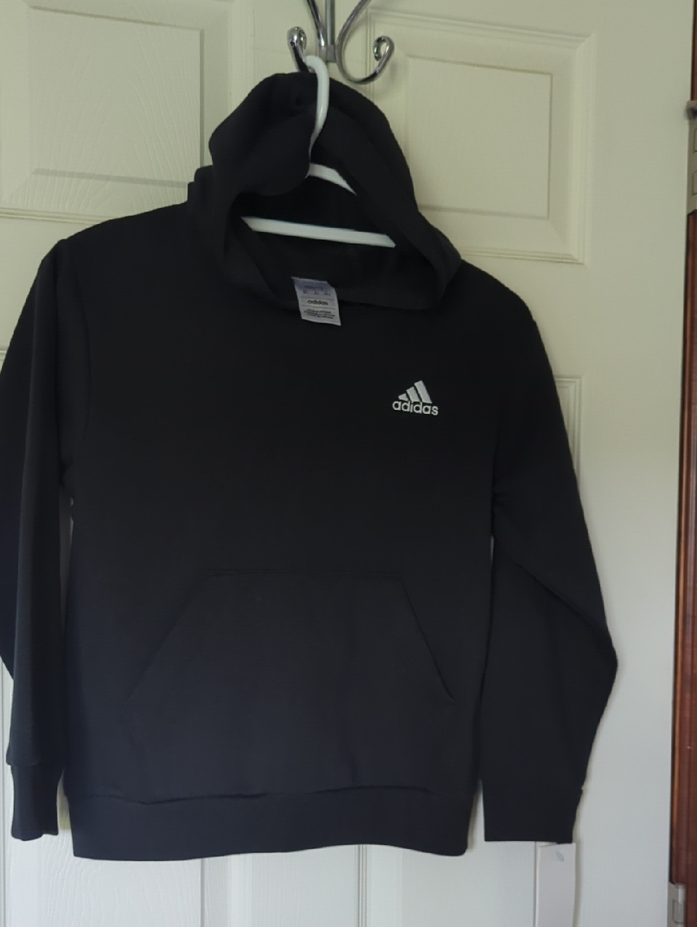 adidas Black Hoodie with White Trefoil Logo - Kids